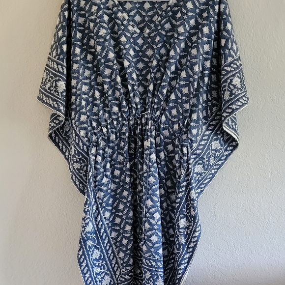 Sevya Handmade Blue and White Kaftan One Size Fits Most. NWOT. - Picture 8 of 12